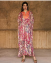 Silk jacquard embroidered kaftan 